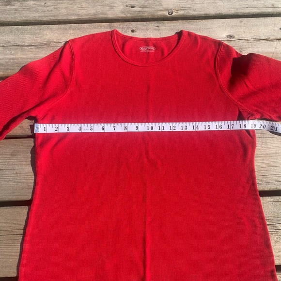 Northern Reflections Red Ribbed Long Sleeve Scoop Neck Top - Size Large - Picture 4 of 6